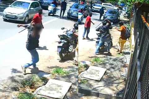 Abusive husband targets service worker outside domestic violence shelter in Chennai where social workers are supporting his wife and children.