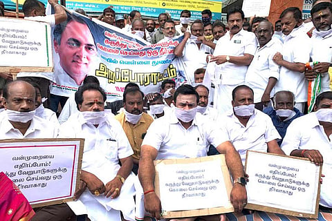TNCC protests against Perarivalan release in Coimbatore