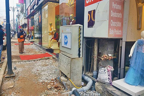 Cobblestones removed form Commercial Street footpath
