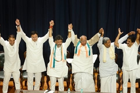 Congress leaders on stage