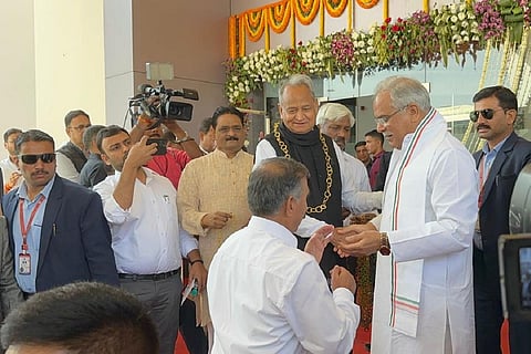 Congress leaders arrive at the steering committee meet