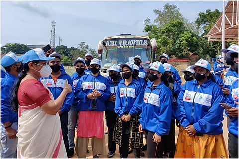 Kerala Covid Brigade with Health Minister KK Shailaja