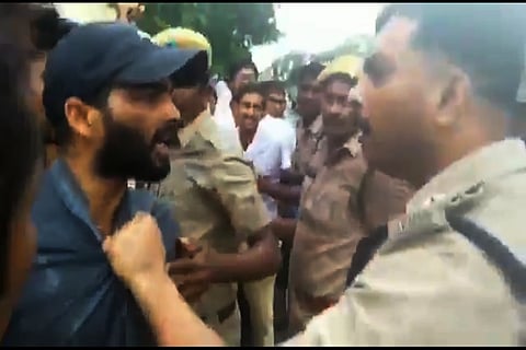 Andhra police officer caught on cam slapping doctor protesting against NMC bill