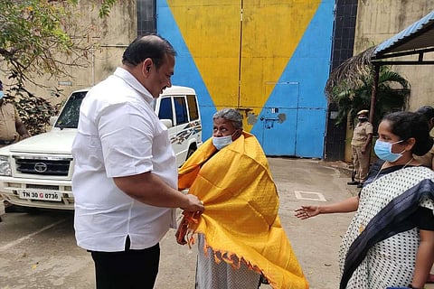 DMK MLA Inigo Irudayaraj greeting Sagaya Mary