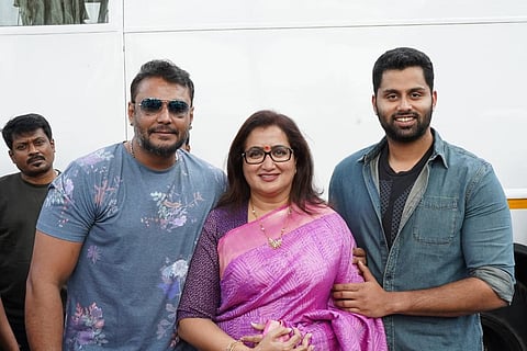 Darshan with Sumalatha and Abhishek Ambareesh