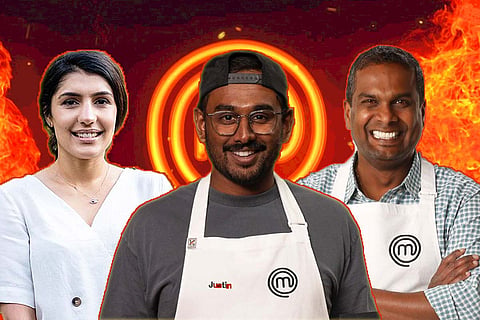 A collage of Justin Narayan, Depinder Chhibber and Sashi Cheliah