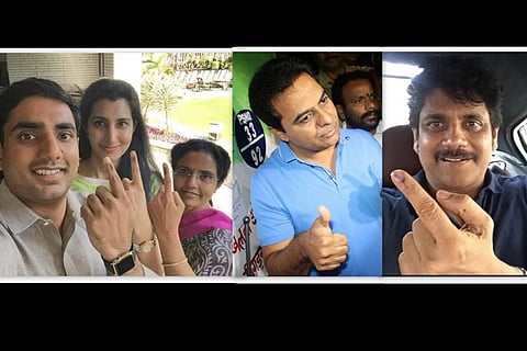 In pictures: VIPs line up to cast their vote in GHMC elections