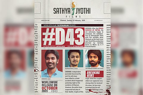 Dhanush to team up with director Karthick Naren