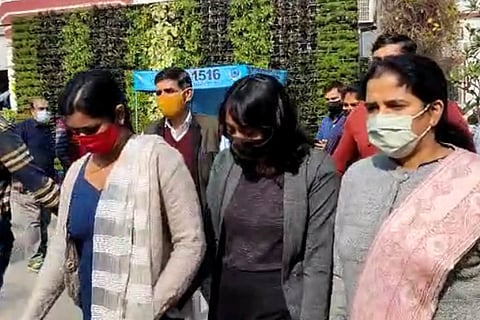Disha Ravi being produced at a Delhi Court