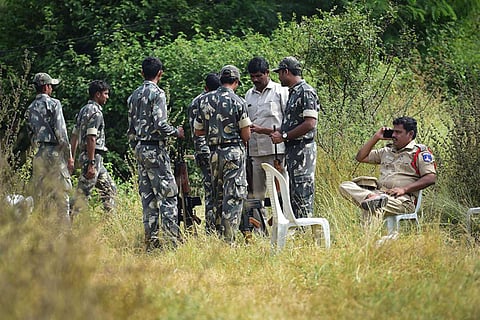 Former ACP of Shadnagar V Surender at the encounter spot