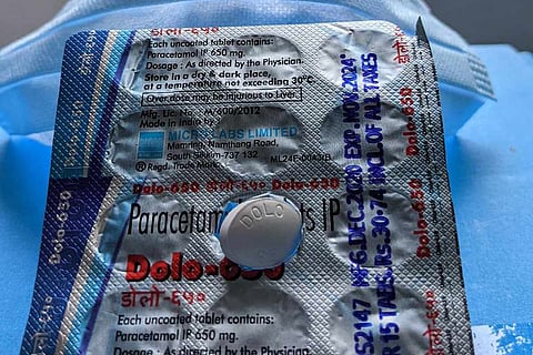 A strip of Dolo 650 tablets