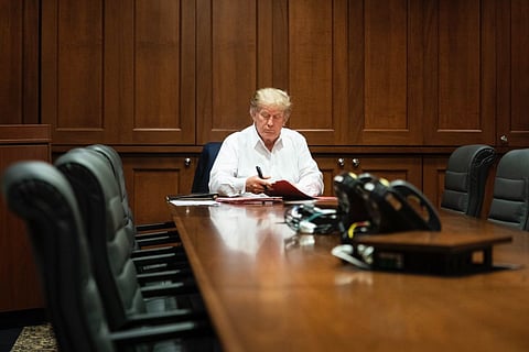 US President Donald Trump returns to White House