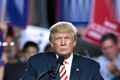Former US President Donald Trump facing camera