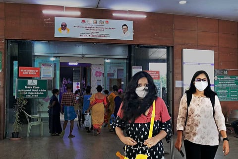 TNM reporters outside Omandurar Multi Specialty Hospital, Triplicane