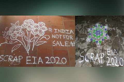 Scrap EIA 2020 kolam protest Tamil Nadu