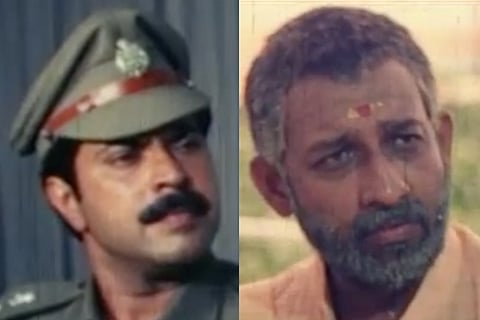 Collage of Mammootty and Nedumudi Venu from Ee Thanutha Veluppan Kalathu