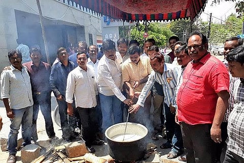 Not paid for months, no money to live, Telugu journos cook outside channel office in protest