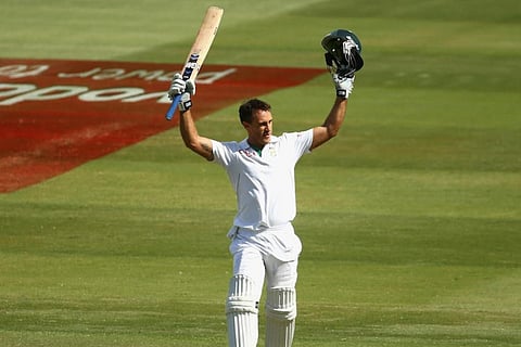 Faf du plesis celebrating after scoring a ton