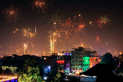 Firecrackers going up in the sky