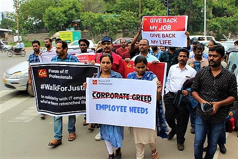 Hyderabad IT professionals 'walk for justice', protest against mass layoffs by companies