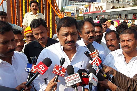 Ganta Srinivasa Rao speaking to media persons