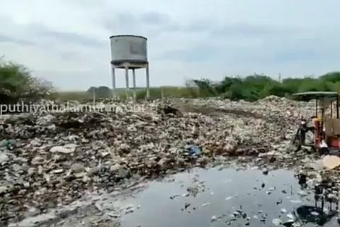 Garbage dumped in porur lake