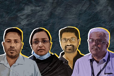 From left: Sandeep Nair, Swapna Suresh, Sarith PS, M Sivasankar