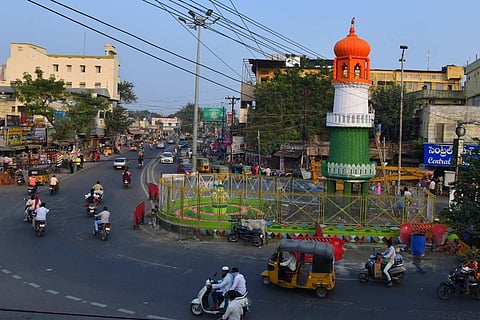 The Jinnah Tower in Andhra Pradesh's Guntur painted in national colours