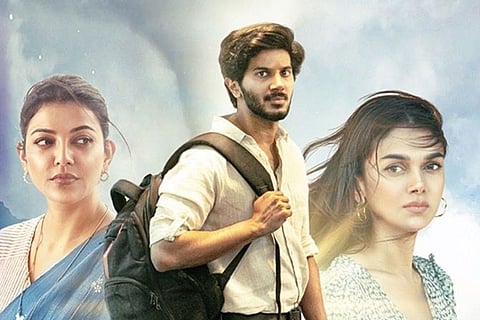 Kajal Aggarwal, Dulquer Salmaan and Aditi Rao Hydari in a poster from Hey Sinamika