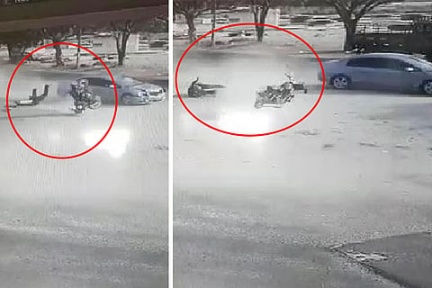 Caught on CCTV: Student recklessly rams car into bike in Kovai, drives away