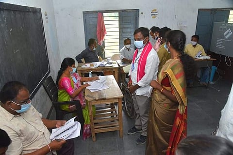 A polling booth during Huzurabad bye-election