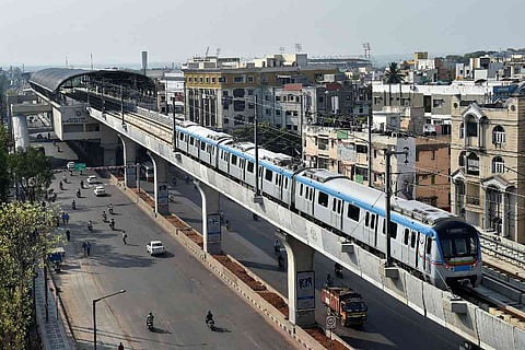 A Hyderabad metro train: Metro rails in Chennai, Bengaluru, Hyderabad and Kochi struggle with low revenues