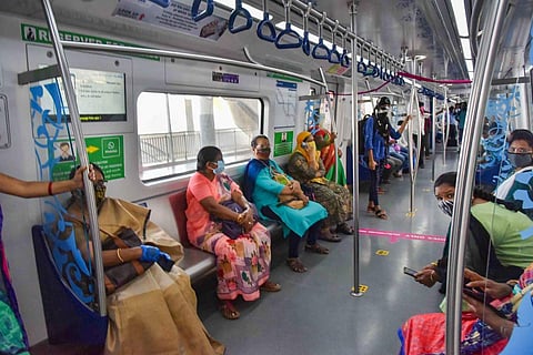Passengers travelling in Hyderabad Metro, Hyderabad Metro introduces ozone-based sanitisation of coaches