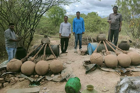 An illicit distillation unit identified by the police