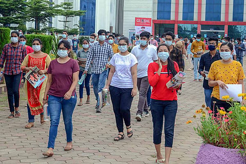 Students at a JEE Test Centre
