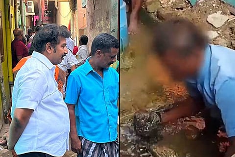 DMK MLA JJ Ebenezer sanitation work with bare hands