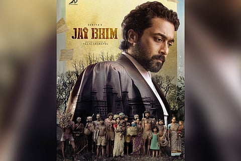Suriya as a lawyer in the poster of Jai Bhim