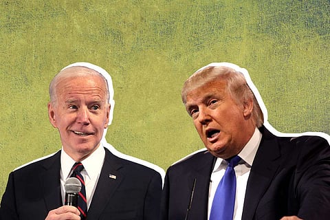 A collage of Joe Biden and Donald Trump