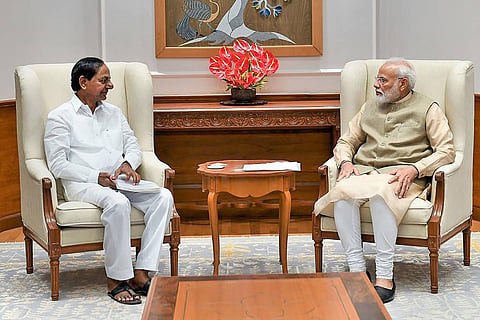 Telangana CM KCR in a meeting with PM Narendra Modi: