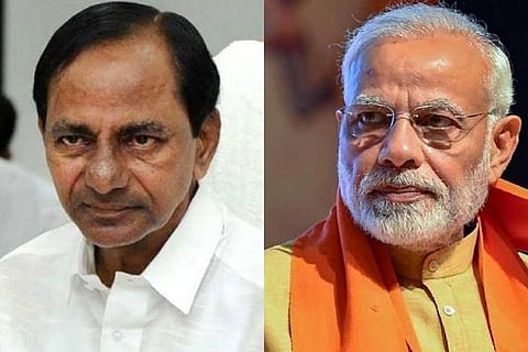 A collage of Telangana CM KCR and PM Modi