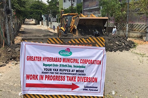 GHMC steps in after citizen protest, begins repair of ‘KTR-Ivanka Trump Road’