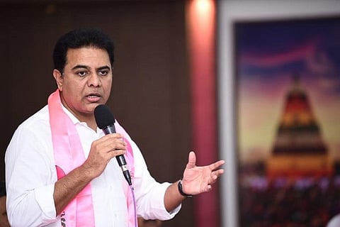 Minister KT Rama Rao addressing a gathering