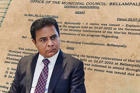 Telangana govt staff who missed Min KTR’s birthday celebration slapped with notice