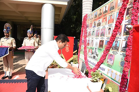 KTR pays tribute to jawans killed in Pulwama terror attack at CRPF Southern HQ in Hyd