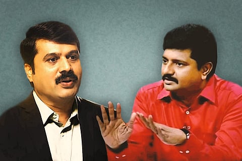 News anchors M Gunasekaran and Karthigaichelvan