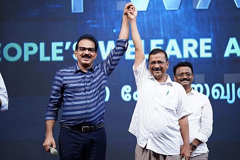 Arvind Kejriwal in Kochi at the launch of the People's Welfare Alliance (PWA) in Kerala