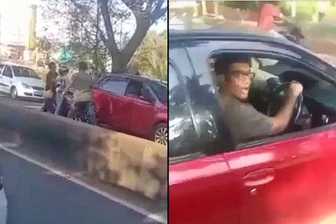 Screenshot of a video of a Kerala woman being beaten up in public