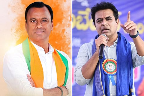 A collage of Komatireddy Rajgopal Reddy and KTR