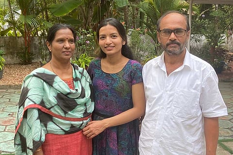 Krishna with her parents