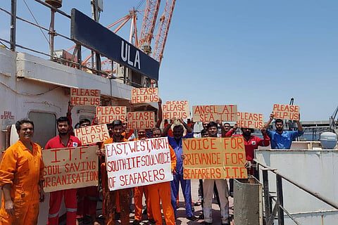 Protesting Indian sailors